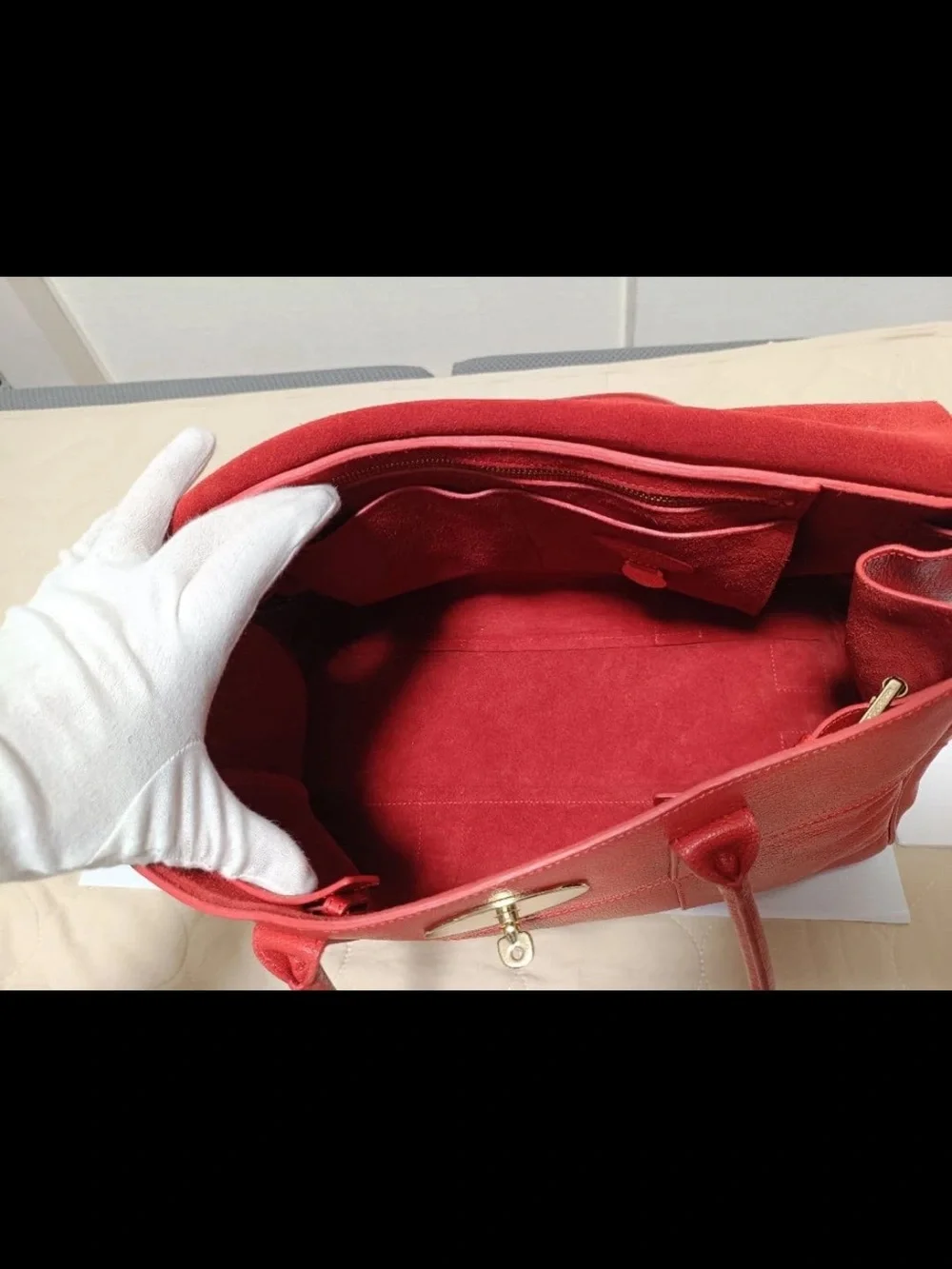 Mulberry Red Leather Top-Handle Satchel with Gold Hardware